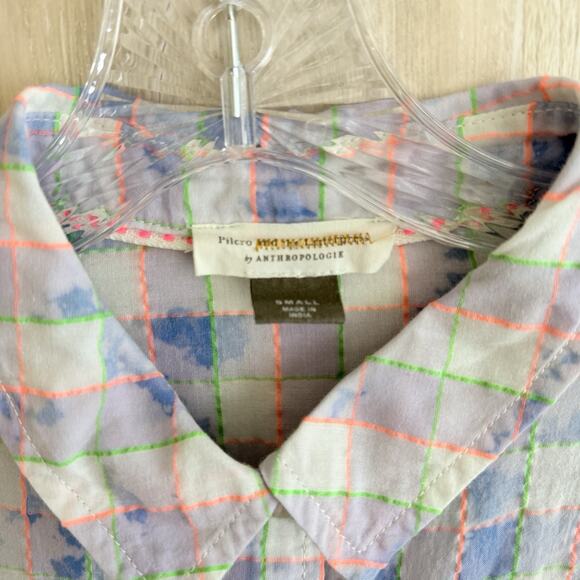 Pilcro And The Letterpress Anthropologie Shirt Womens S Button Up Plaid Splatter - Picture 4 of 13